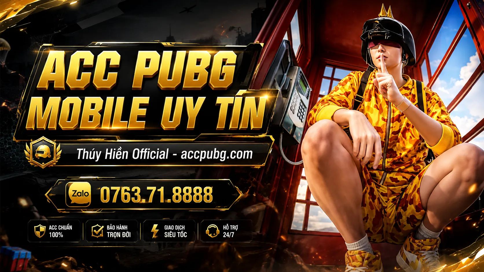Shop acc PUBG Mobile shop Thúy Hiền được bảo chứng bởi Tích Vàng OA