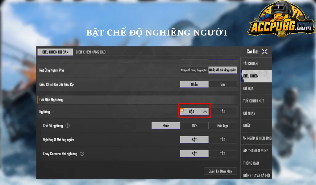 Chế độ nghiêng người